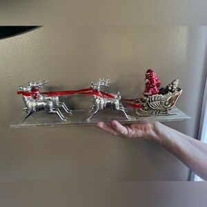 Vintage Original 15" Irwin Santa Claus Sitting in Sleigh Pulled by Reindeer USA